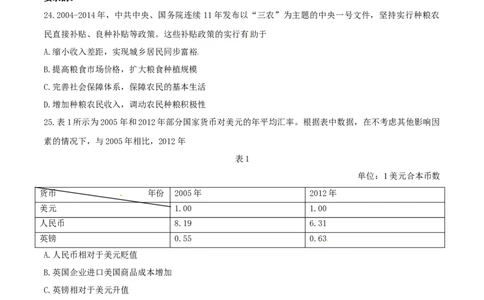 2014年高考政治试卷（山东）（空白卷）_政治历年高考真题_新&middot;Word版2008-2025&middot;高考政治真题_政治（按年份分类）2008-2025_2014&middot;政治高考真题