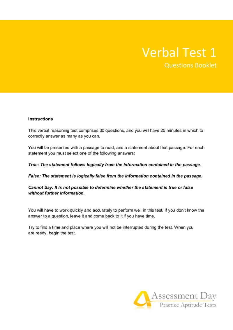 VerbalReasoningTest1-Questions_2025春招题库汇总_八大题库-1_04八大汇总_信永中和_专业题综合知识-参考_英文题_VerbalReasoningTests