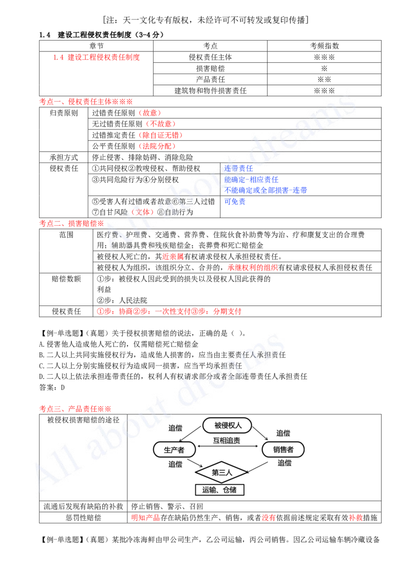 2025-07-第1章-1.4-建设工程侵权责任制度_2026年一建法规_2025年一建法规SVIP_02-基础精讲✿高端面授✿深度强化_10-法规《天一精讲班》王欣KL_讲义