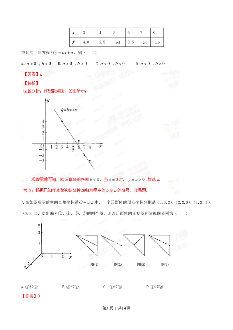 2014年高考数学试卷（文）（湖北）（解析卷）_历年高考真题合集_数学历年高考真题_新&middot;PDF版2008-2025&middot;高考数学真题_数学（按省份分类）2008-2025_2012-2025&middot;（湖北）数学高考真题