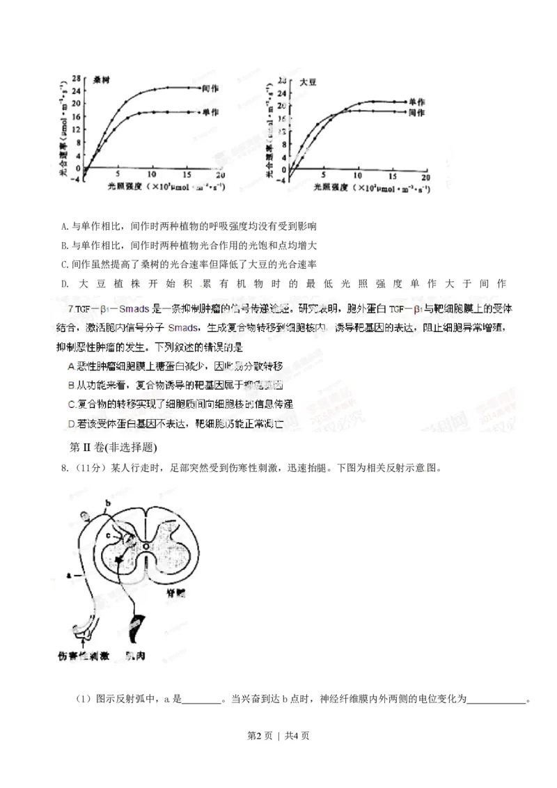 2014年高考生物试卷（四川）（空白卷）_生物历年高考真题_新&middot;PDF版2008-2025&middot;高考生物真题_生物（按试卷类型分类）2008-2025_自主命题卷&middot;生物（2008-2025）_四川自主命题&middot;生物（2008-2016）