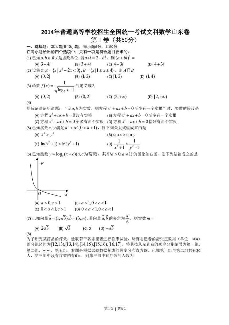 2014年高考数学试卷（文）（山东）（空白卷）_历年高考真题合集_数学历年高考真题_新&middot;PDF版2008-2025&middot;高考数学真题_数学（按试卷类型分类）2008-2025_自主命题卷&middot;数学（2008-2025）