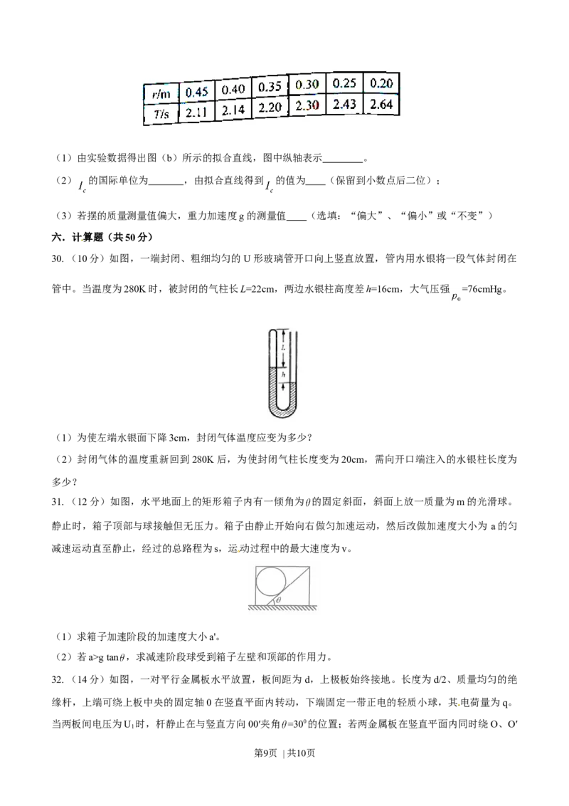 2014年高考物理试卷（上海）（空白卷）_物理历年高考真题_新&middot;Word版2008-2025&middot;高考物理真题_物理（按年份分类）2008-2025_2014&middot;高考物理真题