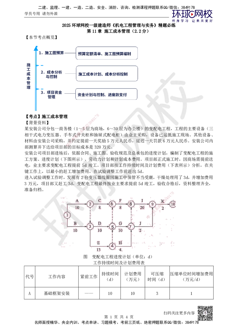 11.2025一建机电精题必练-第11讲-第11-12章施工成本及安全管理_2026年一级建造师_2026年一建机电_2025年一建机电SVIP_03-习题精析✿实战特训✿模考通关