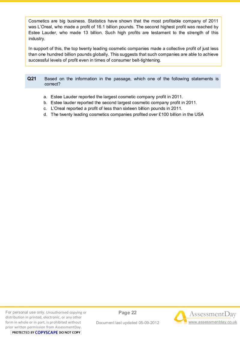 VerbalComprehensionTest3-Questions_2025春招题库汇总_八大题库-1_04八大汇总_信永中和_专业题综合知识-参考_英文题_VerbalReasoningTests