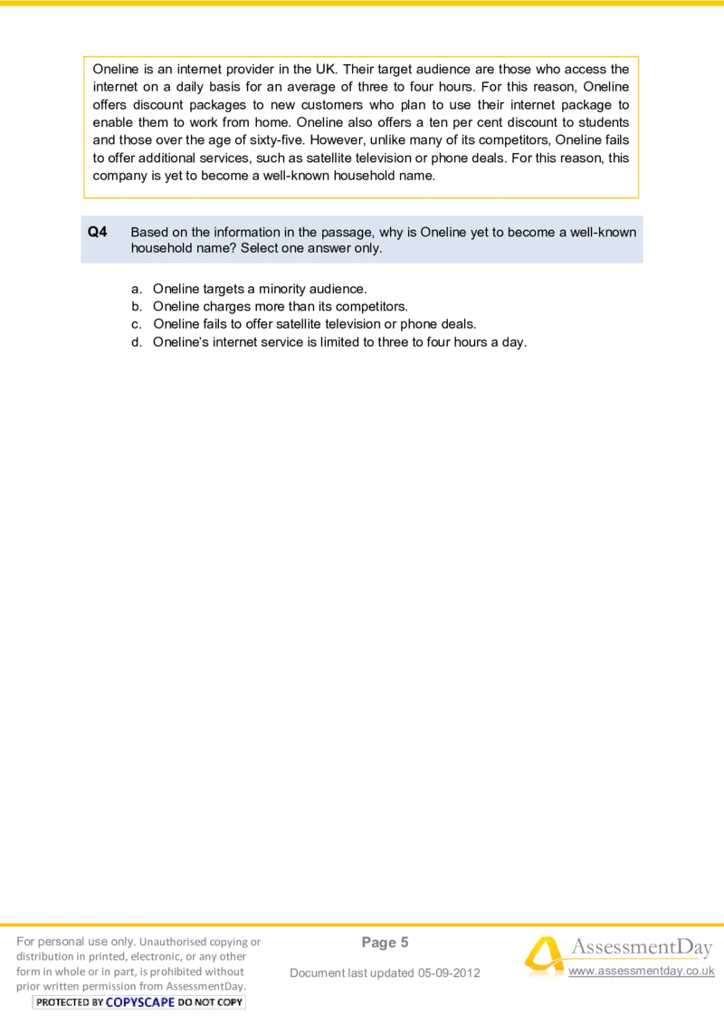 VerbalComprehensionTest3-Questions_2025春招题库汇总_八大题库-1_04八大汇总_信永中和_专业题综合知识-参考_英文题_VerbalReasoningTests