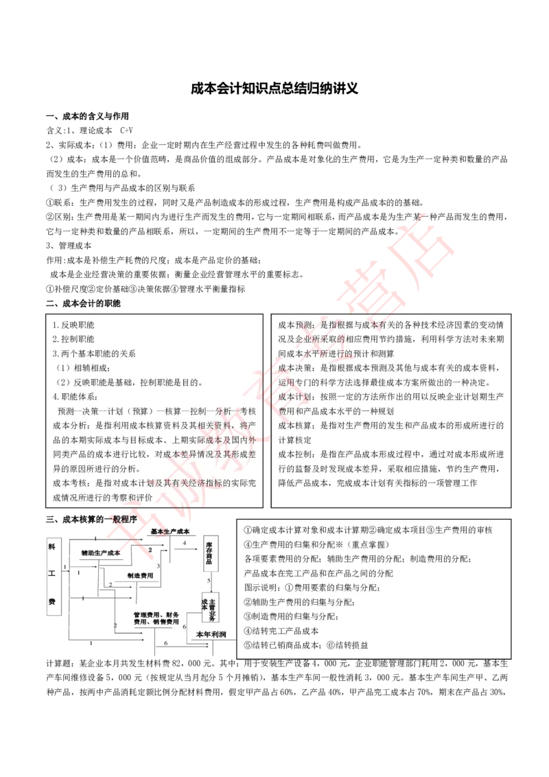 会计专项讲义--成本会计知识点讲义整理_2025春招题库汇总_十大行测题库_2023年十大热门题库更新中_09、易考汇总_银行笔试包含专业题_专项讲义