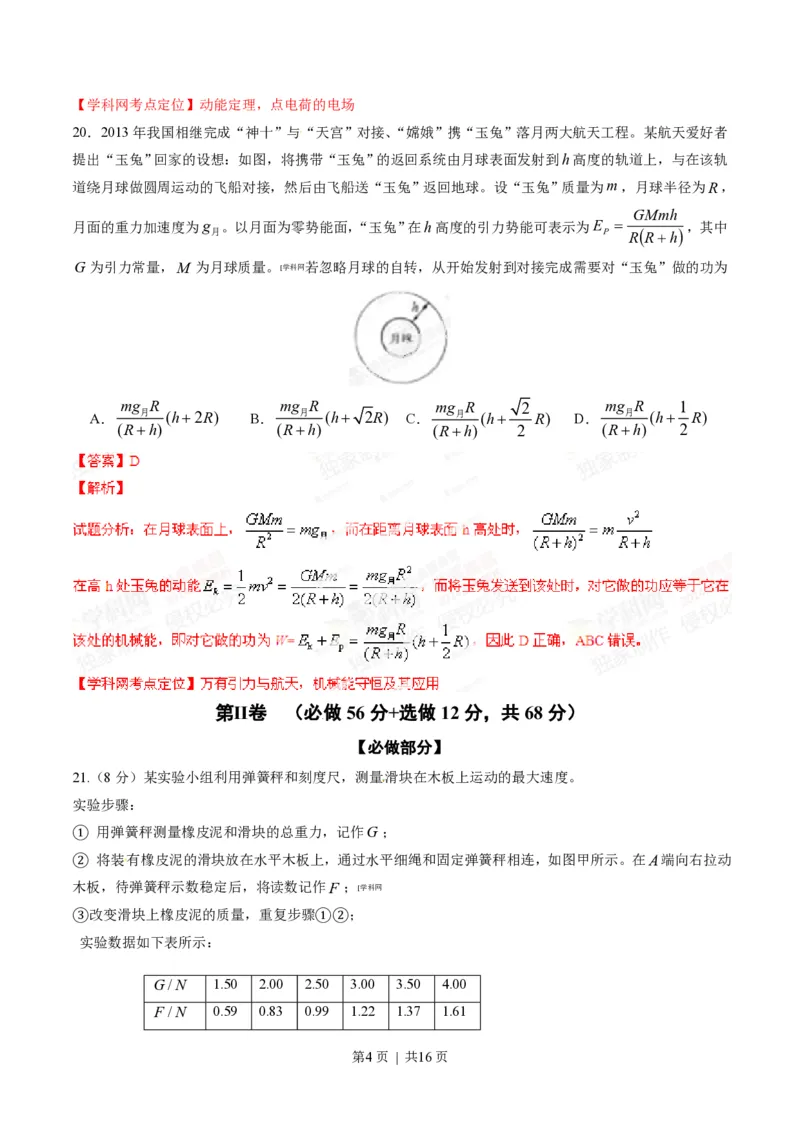 2014年高考物理试卷（山东）（解析卷）_物理历年高考真题_新&middot;PDF版2008-2025&middot;高考物理真题_物理（按年份分类）2008-2025_2014&middot;高考物理真题