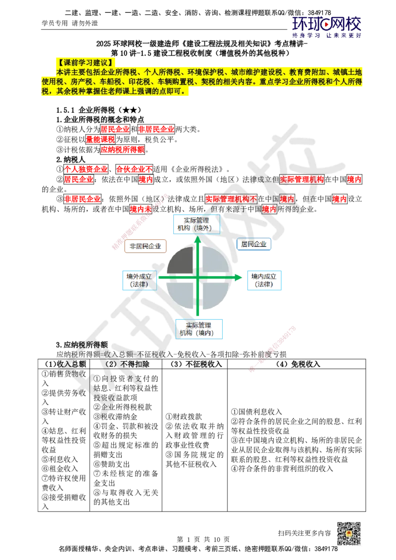 10.第10讲-15建设工程税收制度（增值税外的其他税种）_2026年一建法规_2025年一建法规SVIP_02-基础精讲✿高端面授✿深度强化_21-法规《考点精讲班》王丽雪、安国庆HQ_王丽雪