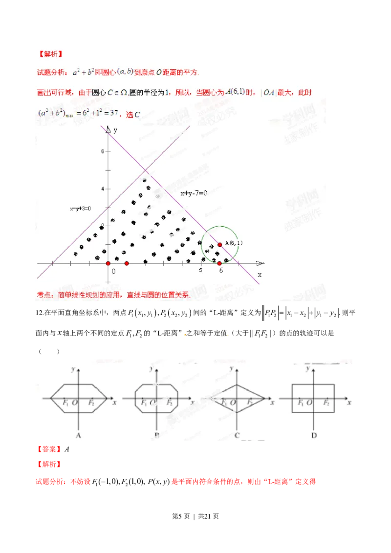 2014年高考数学试卷（文）（福建）（解析卷）_历年高考真题合集_数学历年高考真题_新&middot;PDF版2008-2025&middot;高考数学真题_数学（按试卷类型分类）2008-2025_自主命题卷&middot;数学（2008-2025）
