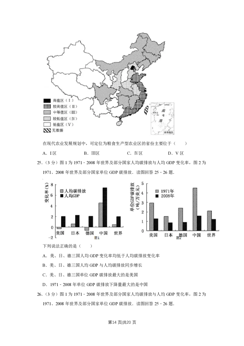 2015年高考地理试卷（江苏）（空白卷）_地理历年高考真题_新&middot;PDF版2008-2025&middot;高考地理真题_地理（按试卷类型分类）2008-2025_自主命题卷&middot;地理（2008-2025）