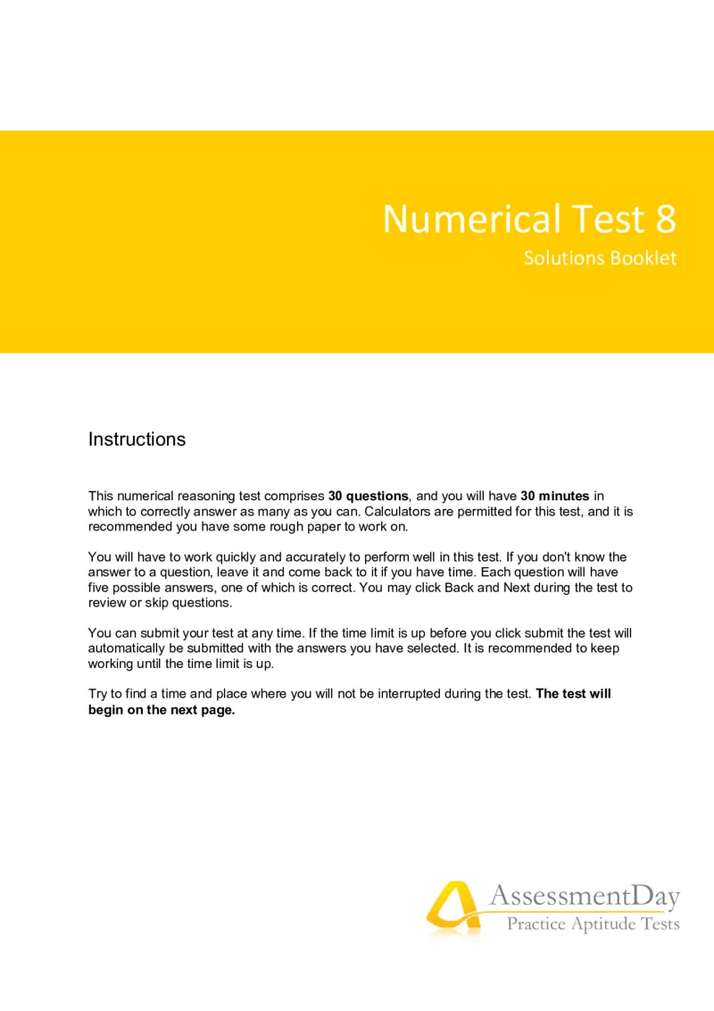 NumericalReasoningTest8-Solutions_2025春招题库汇总_八大题库-1_04八大汇总_信永中和_专业题综合知识-参考_英文题_NumericalReasoningTests