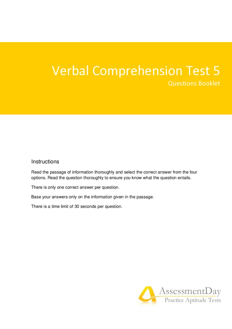 VerbalComprehensionTest5-Questions_2025春招题库汇总_十大行测题库_2023年十大热门题库更新中_05、TalentQ汇总_TalentQ测试题（适合大多数外资银行以及其他企业）_VerbalReasoning