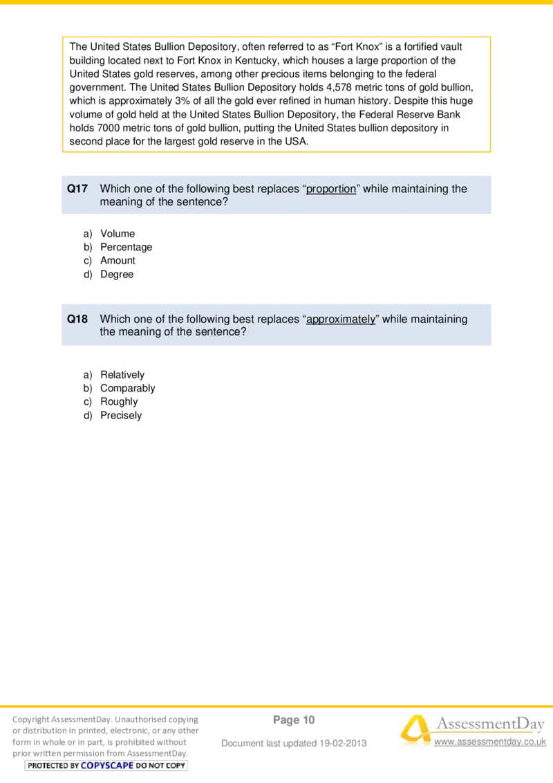 VerbalComprehensionTest5-Questions_2025春招题库汇总_十大行测题库_2023年十大热门题库更新中_05、TalentQ汇总_TalentQ测试题（适合大多数外资银行以及其他企业）_VerbalReasoning