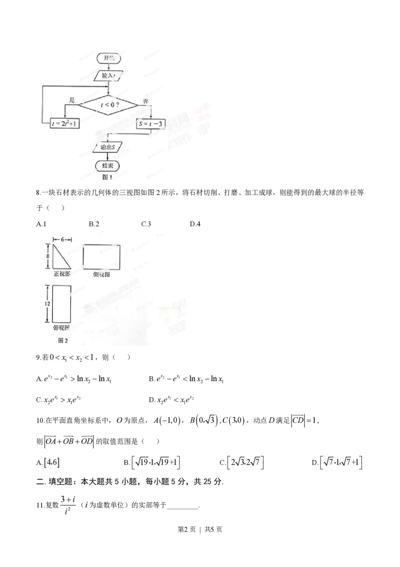 2014年高考数学试卷（文）（湖南）（空白卷）_历年高考真题合集_数学历年高考真题_新&middot;PDF版2008-2025&middot;高考数学真题_数学（按试卷类型分类）2008-2025_自主命题卷&middot;数学（2008-2025）