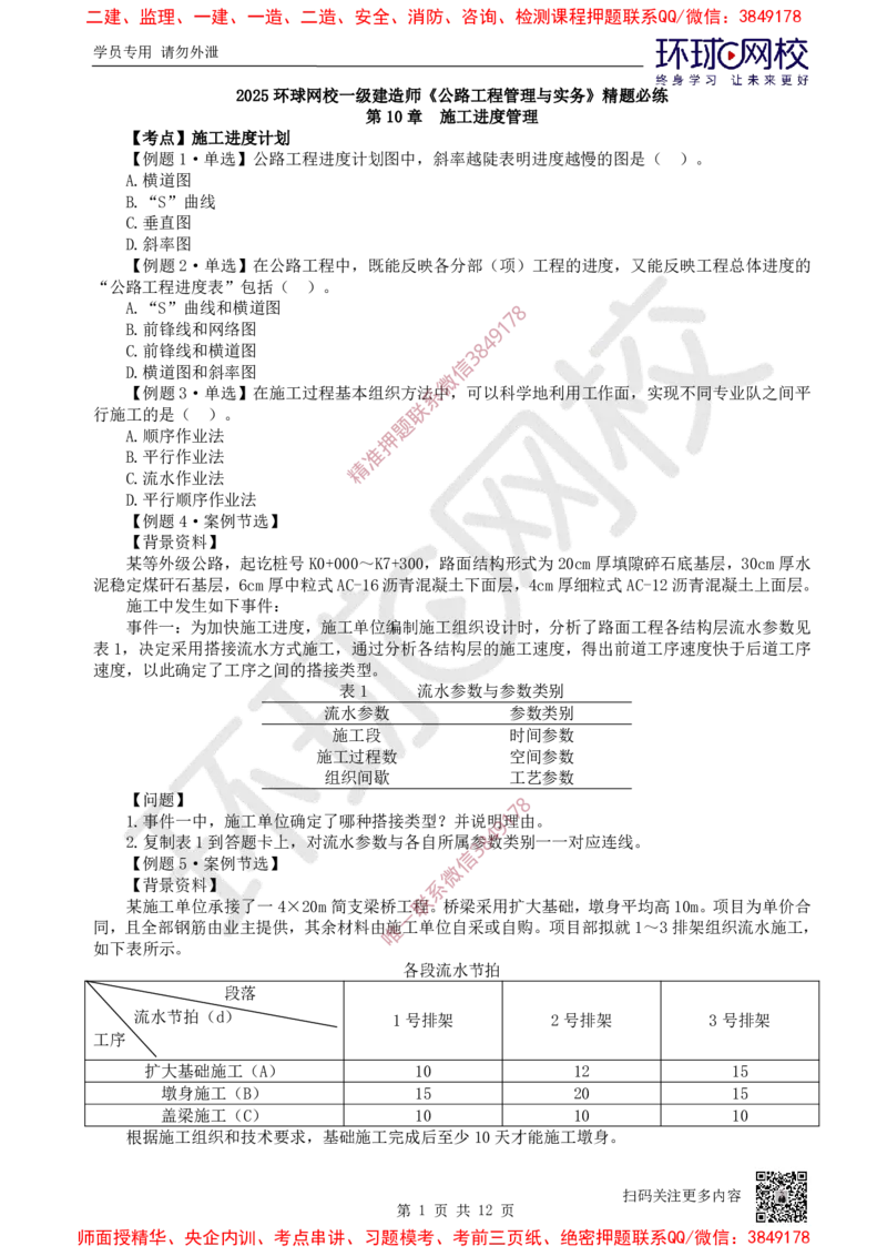 13.2025一建公路精题必练-第13讲-第10-15章进度管理至技术设备管理_2026年一级建造师_2026年一建公路_2025年一建公路SVIP_03-习题精析✿实战特训✿模考通关