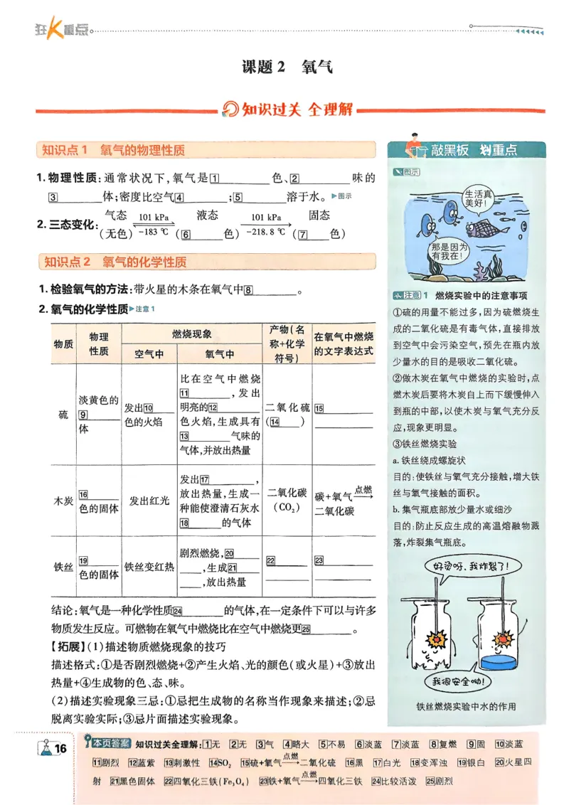 2026版初中必刷题化学9年级上册狂K重点