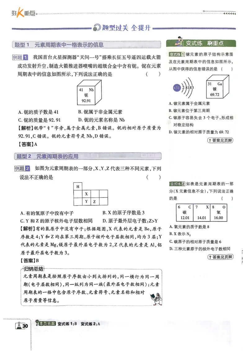 2026版初中必刷题化学9年级上册狂K重点