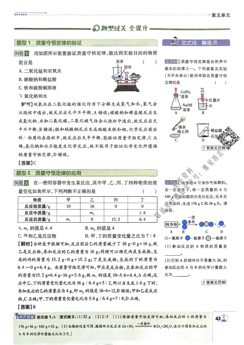 2026版初中必刷题化学9年级上册狂K重点