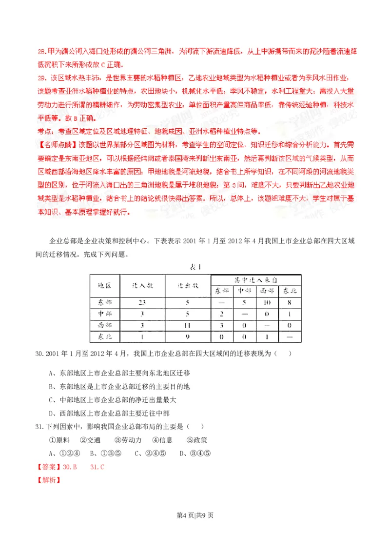 2015年高考地理试卷（安徽）（解析卷）_地理历年高考真题_新&middot;PDF版2008-2025&middot;高考地理真题_地理（按试卷类型分类）2008-2025_自主命题卷&middot;地理（2008-2025）