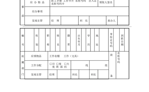 员工到职单_2025春招题库汇总_银行题库-1_银行全套上岸资料_500套面试话术_07面试常用表格