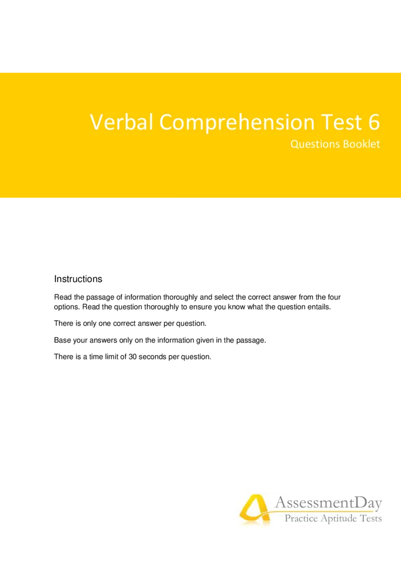 VerbalComprehensionTest6-Questions_2025春招题库汇总_八大题库-1_04八大汇总_信永中和_专业题综合知识-参考_英文题_VerbalReasoningTests