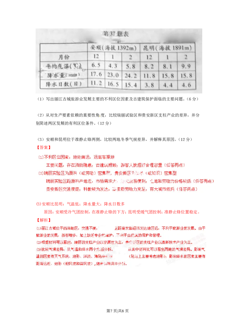 2014年高考地理试卷（浙江）（解析卷）_地理历年高考真题_新&middot;PDF版2008-2025&middot;高考地理真题_地理（按试卷类型分类）2008-2025_自主命题卷&middot;地理（2008-2025）_浙江自主命题&middot;地理（2008-2025）