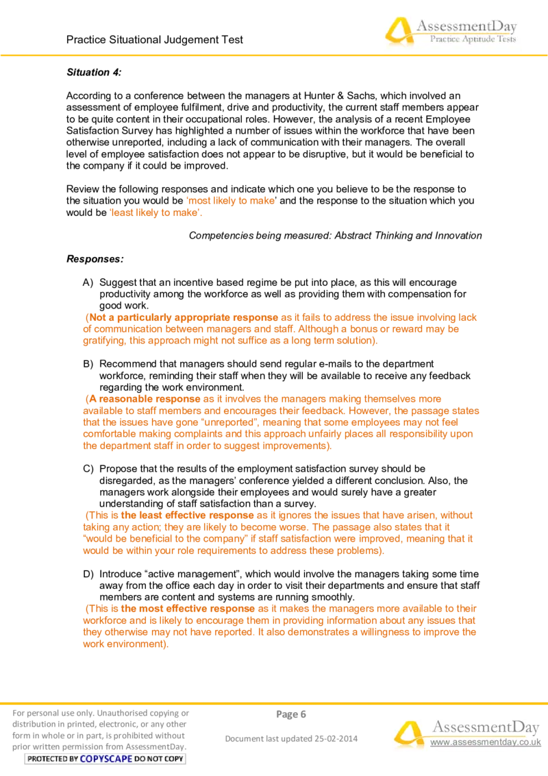 SJT5-Answers_2025春招题库汇总_十大行测题库_2023年十大热门题库更新中_05、TalentQ汇总_TalentQ测试题（适合大多数外资银行以及其他企业）_1必看SituationalJudgementTest（SJT）（约60道）