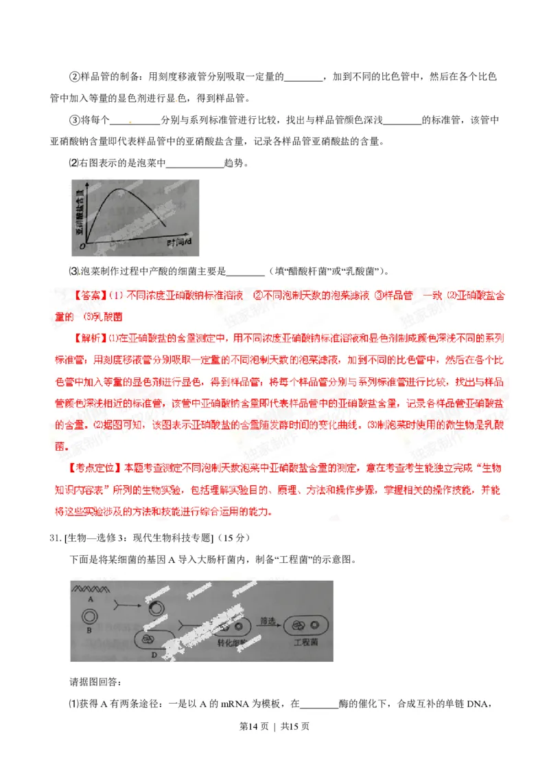 2014年高考生物试卷（海南）（解析卷）_生物历年高考真题_新&middot;PDF版2008-2025&middot;高考生物真题_生物（按试卷类型分类）2008-2025_自主命题卷&middot;生物（2008-2025）_海南自主命题&middot;生物（2008-2024）