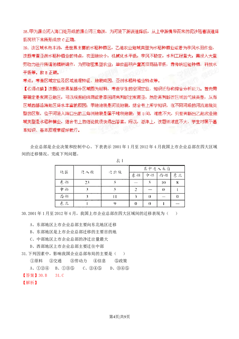 2015年高考地理试卷（安徽）（解析卷）_地理历年高考真题_新&middot;Word版2008-2025&middot;高考地理真题_地理（按年份分类）2008-2025_2015&middot;地理高考真题
