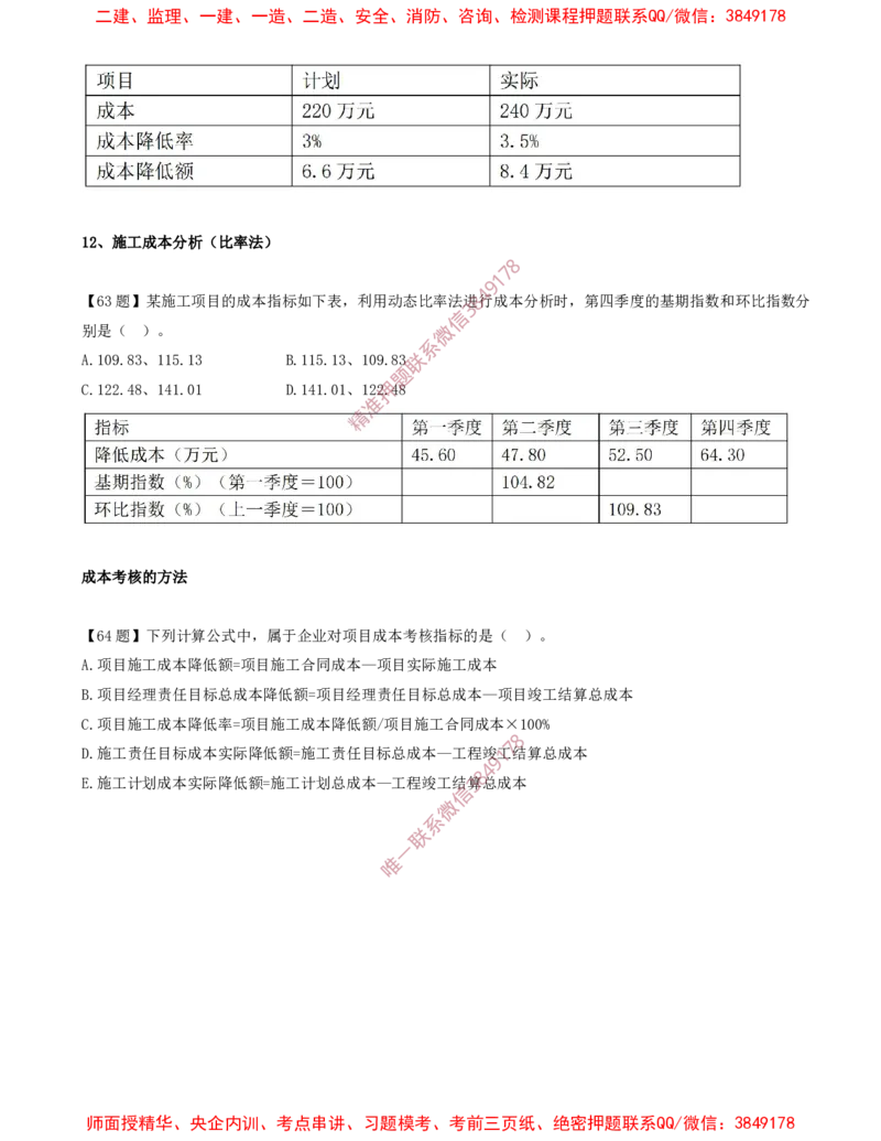 10.10-计算题-12-施工成本分析_2026年一级建造师_2026年一建管理_2025年一建管理SVIP_03-习题精析✿实战特训✿模考通关_38-管理《高频考题400题》关宇SMR