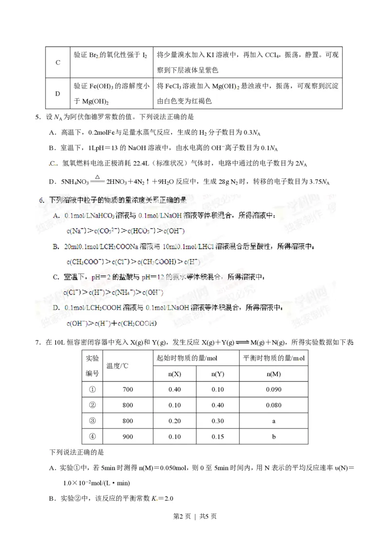 2014年高考化学试卷（四川）（空白卷）_历年高考真题合集_化学历年高考真题_新&middot;PDF版2008-2025&middot;高考化学真题_化学（按年份分类）2008-2025_2014&middot;高考化学真题
