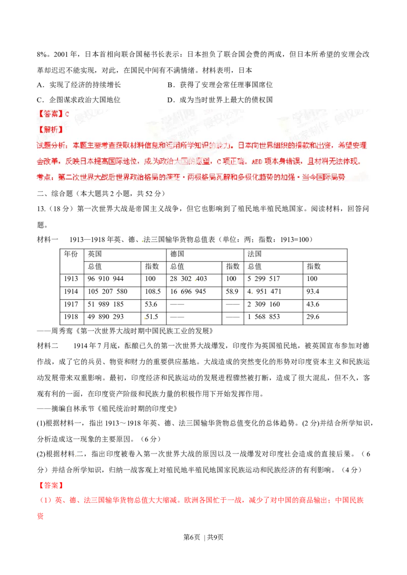 2014年高考历史试卷（重庆）（解析卷）_历史历年高考真题_新&middot;Word版2008-2025&middot;高考历史真题_历史（按年份分类）2008-2025_2014&middot;历史高考真题