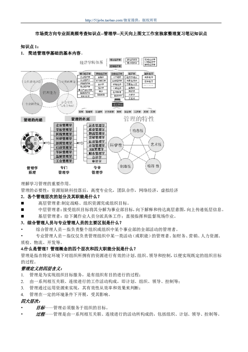 市场类方向专业面高频考查知识点--管理学_2025春招题库汇总_通信运营商_04-中国电信_中国电信运营商面试_dianxin面试资料