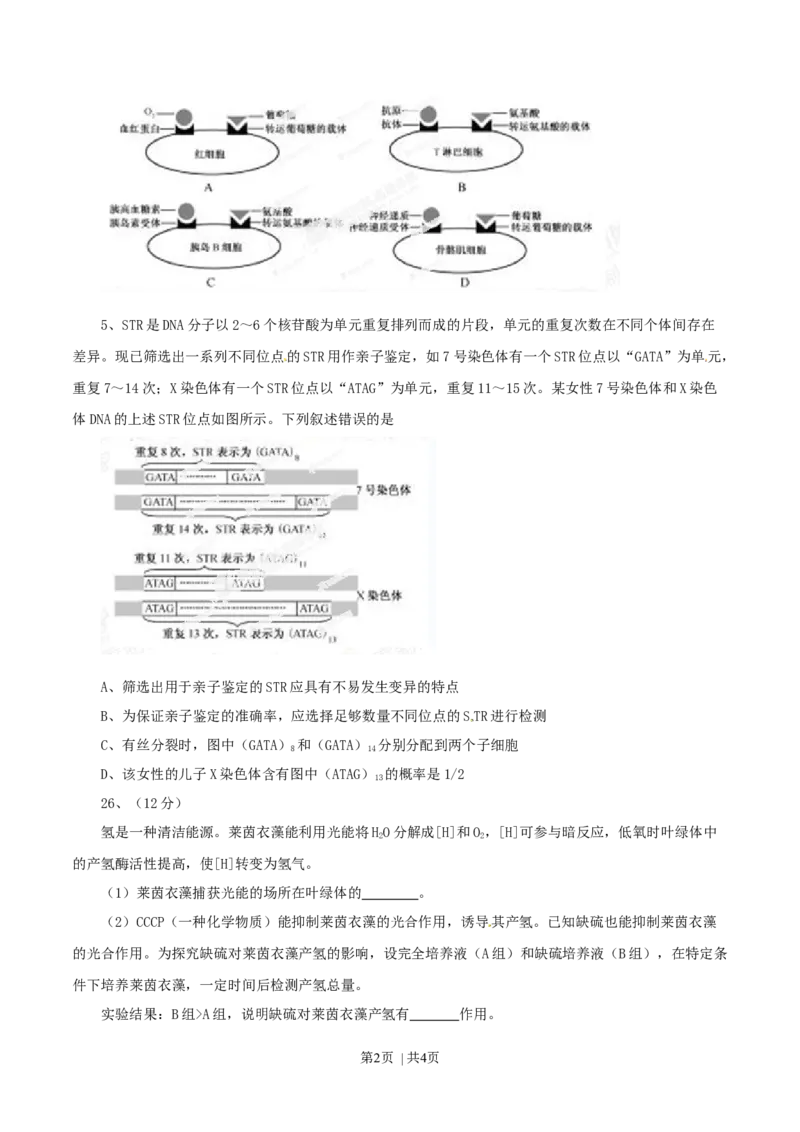2014年高考生物试卷（福建）（空白卷）_生物历年高考真题_新&middot;Word版2008-2025&middot;高考生物真题_生物（按年份分类）2008-2025_2014&middot;高考生物真题