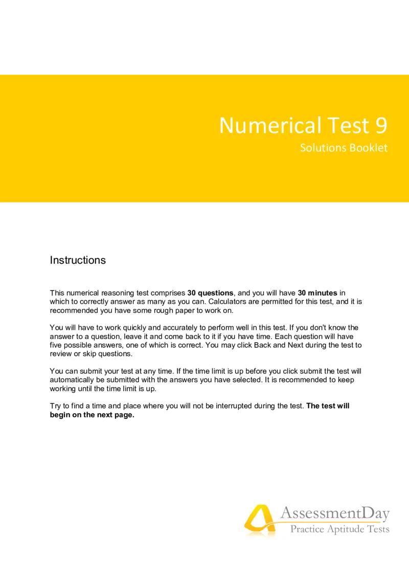 NumericalReasoningTest9-Solutions_2025春招题库汇总_八大题库-1_04八大汇总_信永中和_专业题综合知识-参考_英文题_NumericalReasoningTests