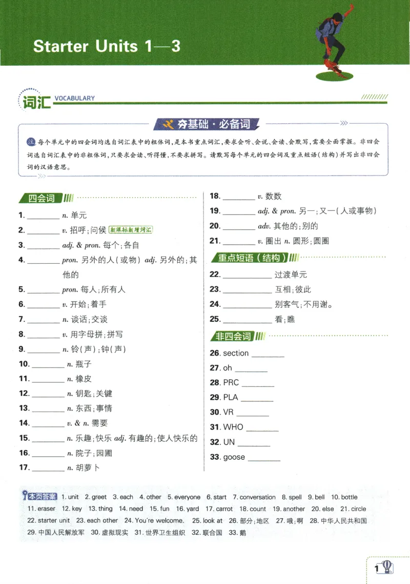 2026版《初中必刷题》英语RJ7上狂K重点_A007初中必刷合集2_A039初中必刷题合集_7上_2026版《初中必刷题》英语RJ7上
