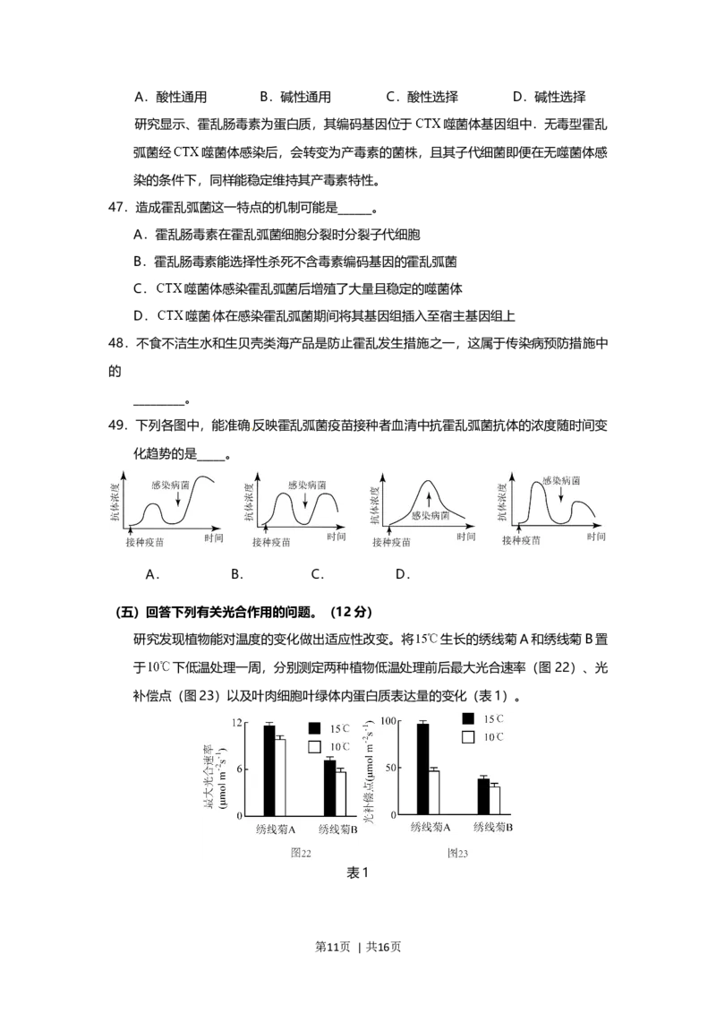 2015年高考生物试卷（上海）（空白卷）_生物历年高考真题_新&middot;Word版2008-2025&middot;高考生物真题_生物（按年份分类）2008-2025_2015&middot;高考生物真题