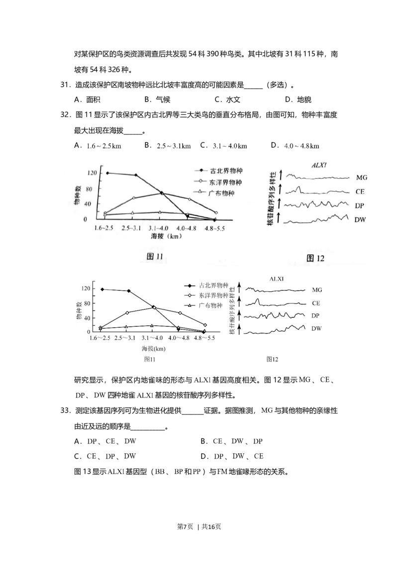 2015年高考生物试卷（上海）（空白卷）_生物历年高考真题_新&middot;Word版2008-2025&middot;高考生物真题_生物（按年份分类）2008-2025_2015&middot;高考生物真题