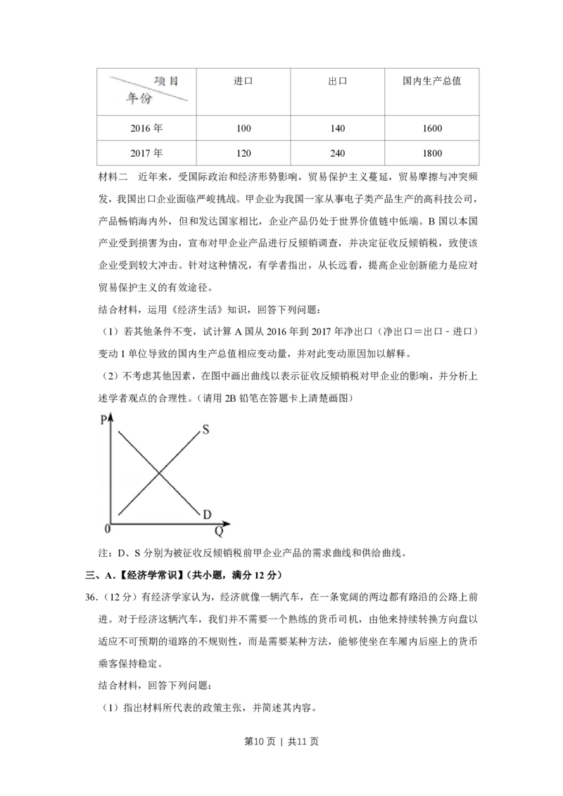 2018年高考政治试卷（江苏）（空白卷）_政治历年高考真题_新&middot;PDF版2008-2025&middot;高考政治真题_政治（按年份分类）2008-2025_2018&middot;政治高考真题