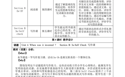 SectionB(3a-SelfCheck)大单元教学+课时设计Unit6Whenwasitinvented_初中英语新版_最新人教版英语九年级全册_新更新初中英语9全_01课件+教案
