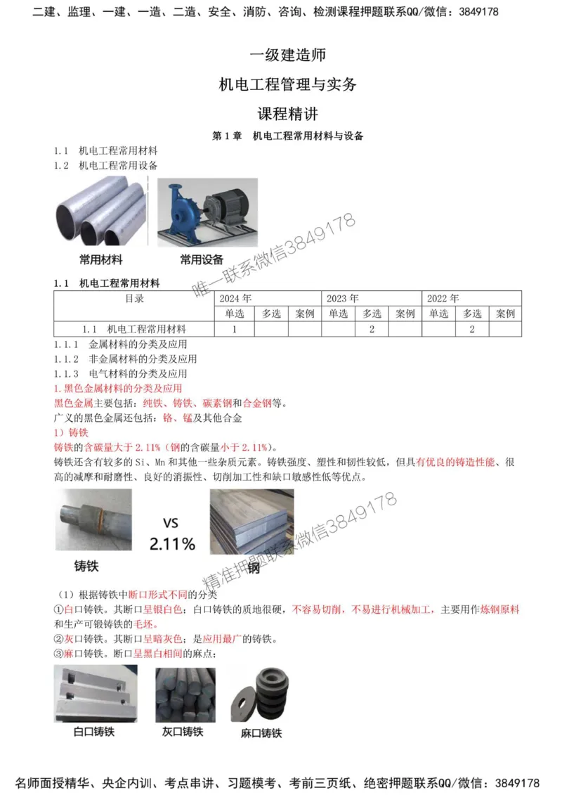 01-第1章-1.1-机电工程常用材料（一）_2026年一级建造师_2026年一建机电_2025年一建机电SVIP_02-基础精讲✿高端面授✿深度强化_36-机电《教材精讲班》王建波SMR