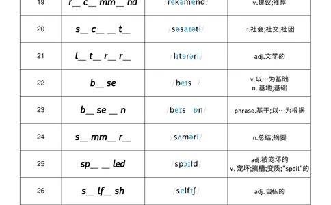 2026春人教版英语八下Unit7单词挖空_初中英语新版_最新人教版英语八年级下册_2026春新人教版八下（更新中）_04单词背诵默写8个表（全）