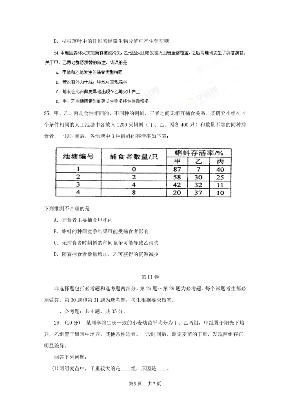 2013年高考生物试卷（海南）（空白卷）_生物历年高考真题_新&middot;PDF版2008-2025&middot;高考生物真题_生物（按试卷类型分类）2008-2025_自主命题卷&middot;生物（2008-2025）_海南自主命题&middot;生物（2008-2024）