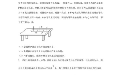 模型64电磁感应+动量模型（原卷版）_2025高中物理模型方法技巧高三复习专题练习讲义_高考物理模型最新模拟题专项训练