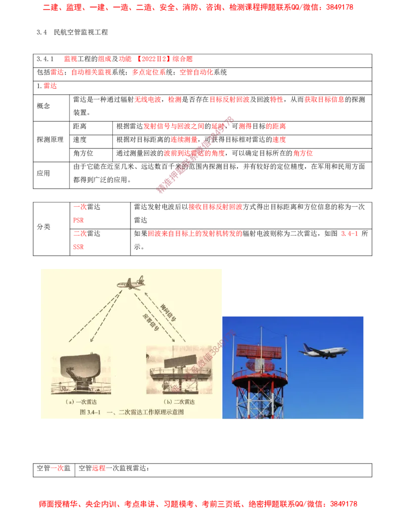 07.30-第3章-3.4-民航空管监视工程（一）_2026年一级建造师_2026年一建民航_2025年一建民航SVIP_02-基础精讲✿高端面授✿深度强化_11-民航《教材精讲班》高永志SMR_03.第三章