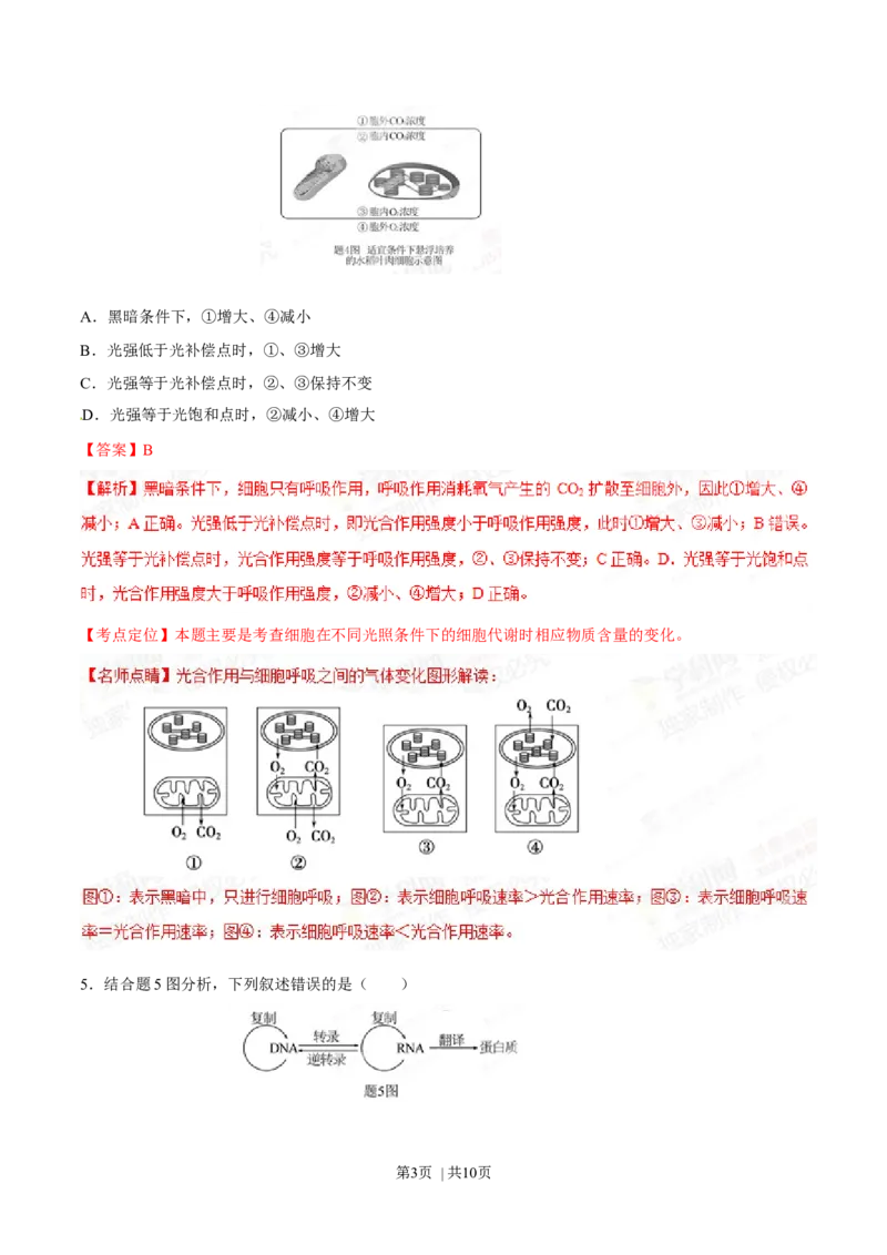 2015年高考生物试卷（重庆）（解析卷）_生物历年高考真题_新&middot;Word版2008-2025&middot;高考生物真题_生物（按年份分类）2008-2025_2015&middot;高考生物真题