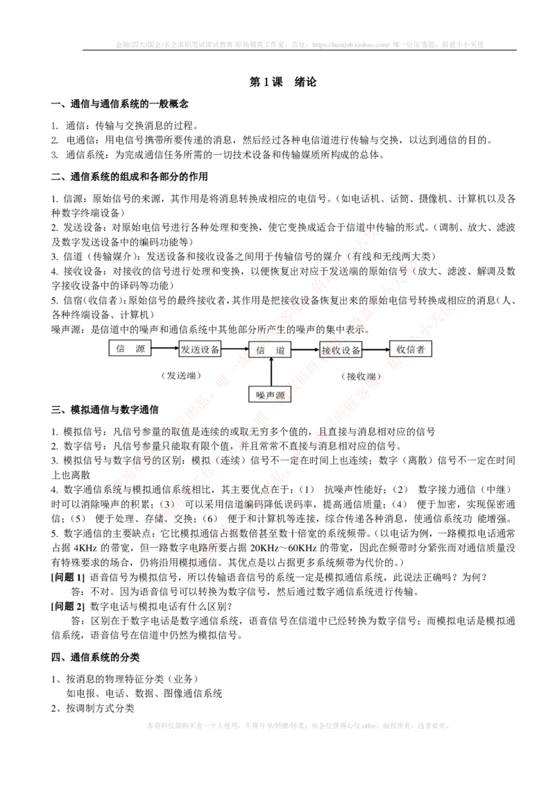 通信类-通信原理知识点_2025春招题库汇总_国企题库_中国烟草_3Yancao笔试专业完整知识点（仅需看本专业）_3.14通信类