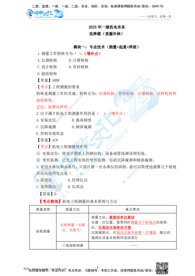 02.25一建机电实务-选择题（查漏补缺）_2026年一级建造师_2026年一建机电_2025年一建机电SVIP_04-冲刺串讲✿考点强化✿小灶集训_46-机电《冲刺面授班》刘建军ZJ_课程讲义