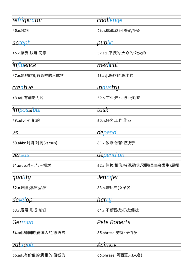 2025秋人教版八年级上册英语U7衡水体字帖_初中英语新版_最新人教版英语八年级上册_新版_初中英语8上新更新第三套可选择_10单词默写+字帖_字帖
